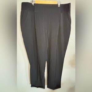 Diane Gilman Women’s Pants 2X Black Pleated Elastic Waist‎ DG2